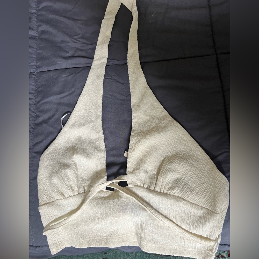 BNWT urban outfitters cream/off white halter crop top!